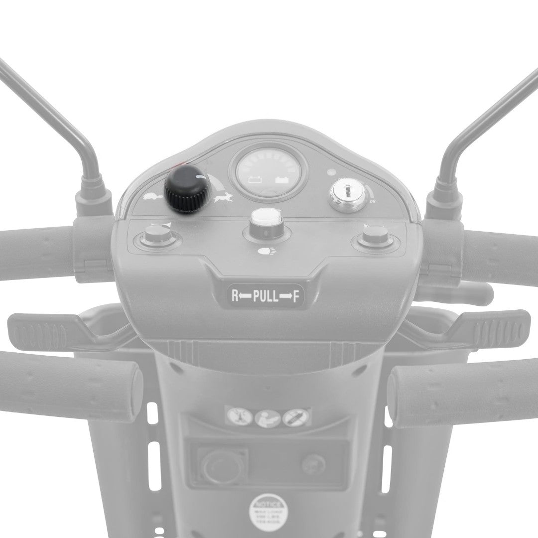 MBM-575D-SKNOB speed knob shown in color on the Golden Companion I GC240 tiller console, rest of the console greyed out