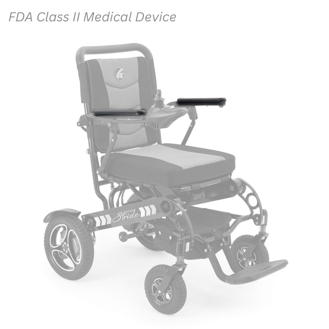 MBS-0001 arm pads shown in color on the Golden Stride GP301, rest of the chair greyed out