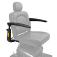MBS-0016 left and MBS-0017 right seat arms shown in color on the Golden Companion HD GC540 seat, rest greyed out