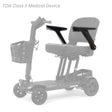 MBS-0043 left and MBS-0042 right seat arms shown in color on the Golden Buzzaround CarryOn HD GB220, rest of the scooter greyed out