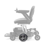 Side view of the Golden Buzzaround CarryOn GP130 with the MBW-0037 center drive wheel in color, rest of the chair greyed out