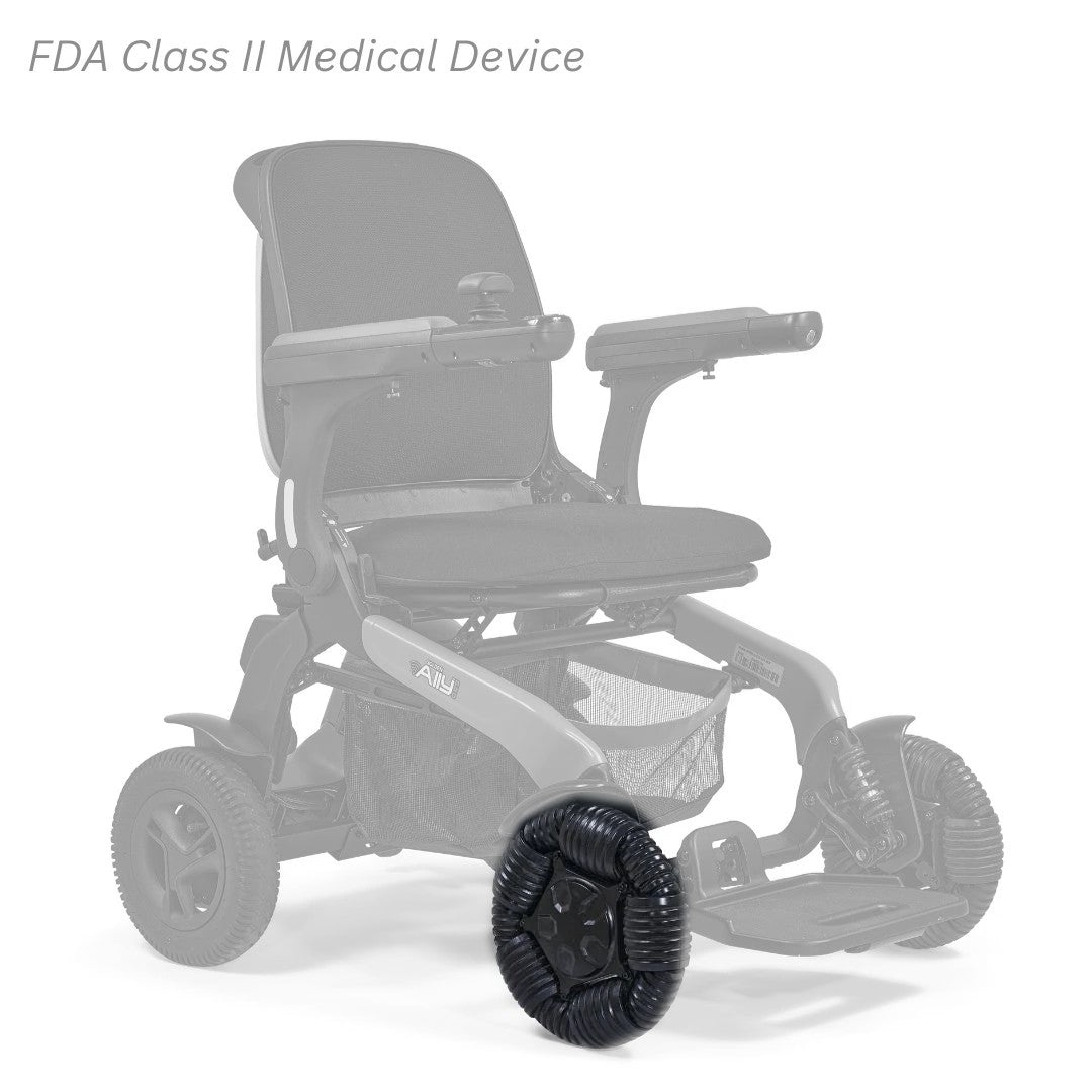 MBW-0038 omni-directional caster wheel shown in color on the Golden Ally Pro GP304, rest of the chair greyed out