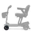 MBW-0049 front wheel shown in color on the Golden Buzzaround CarryOn HD GB220, rest of the scooter greyed out