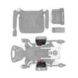 Top view of the Golden Buzzaround CarryOn GP130 base with both drive motors (MBX-0007 right, MBX-0008 left) in color, rest of the chair greyed out