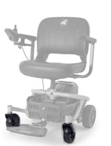 MBX-161-CWA-L and MBX-161-CWA-R caster fork assemblies shown in color on the Golden LiteRider Envy LT GP161, rest of the chair greyed out