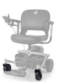 MBX-161-CWA-L and MBX-161-CWA-R caster fork assemblies shown in color on the Golden LiteRider Envy LT GP161, rest of the chair greyed out