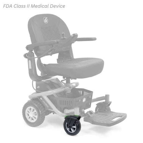 MBX-162B-CWA-R right caster fork assembly shown in color on the Golden LiteRider Envy GP162, rest of the chair greyed out