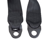 Merits Atlantis & Gemini seat belt straps showing reinforced stitching and mounting holes