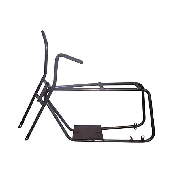 Azusa Mini Bike Frame and Fork Kit featuring a metal frame with a handlebar, made from 7/8 tubing with pre-welded joints, ideal for DIY custom mini bike projects.