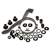 Close-up of a Drive Motor Assembly (CM808-075A/CM808-075B) for the Jazzy Select & Select GT power chairs, featuring various sized nuts and a circular auto part design.