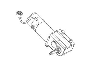 Left Motor Assembly for Jet 7 Manufactured Prior to October 8, 2003, depicted in a detailed technical sketch showing components like the motor, solenoid brake, brake cap, motor brushes, and assembly hardware.