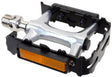 Mountain Sport Sealed 9/16 Threaded Pedals featuring a black plastic case and a reflector, designed for bicycles and scooters, showcased by Sunlite for durability and versatility.
