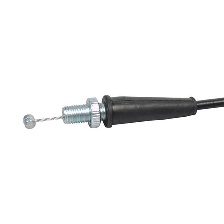 46 Throttle Cable with Angled End Noodle for Motovox MBX10 & MBX11 Mini Bikes, showing a close-up of the black cable and metal screw components on a white background.