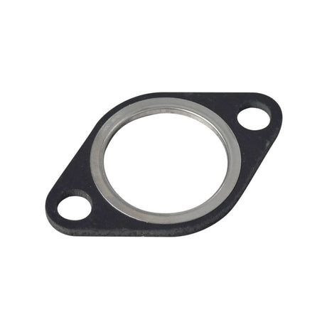 Performance Exhaust Gasket for 50cc, 125cc, and 150cc GY6 Engines by NCY, featuring a circular black and silver metal and fiber design with a central hole, for high-performance modifications.