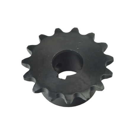 #35 Chain - 15 Tooth Jackshaft Sprocket with a 5/8 Bore for Go-Karts & Mini Bikes, featuring a black gear with a central hole, two set screws, and a 3/16 keyway slot.