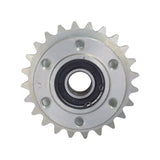 Close-up of the #35 Chain 24 Tooth Sprocket for Monster Moto / Mega Moto MM-K80 80cc Go-Kart, showing the gear's teeth and pre-installed 6002 2RS bearings with spacer.