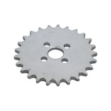 25 Tooth #420 Chain Front Sprocket for the Realtree RTK200 196cc Go-Kart, featuring a silver gear with a 1.46 center hole and four evenly spaced mounting holes.