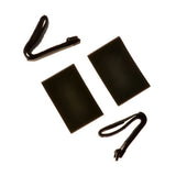 Nearly Universal Scooter Cup & Drink Holder with straps, designed for secure mounting on various armrests, shown in close-up views of the holder and its Velcro straps for easy attachment.