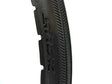 25x1 (20-559) SHOX High Performance Black Urethane Tire for Wheelchairs, shown as a solid black ring of synthetic rubber designed for durability and flat-free use.