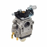 Close-up of the Scooter Carburetor for 43cc, 49cc, & 52cc Engines with 15 mm Intake, highlighting its screw details and silver and black mechanical components.