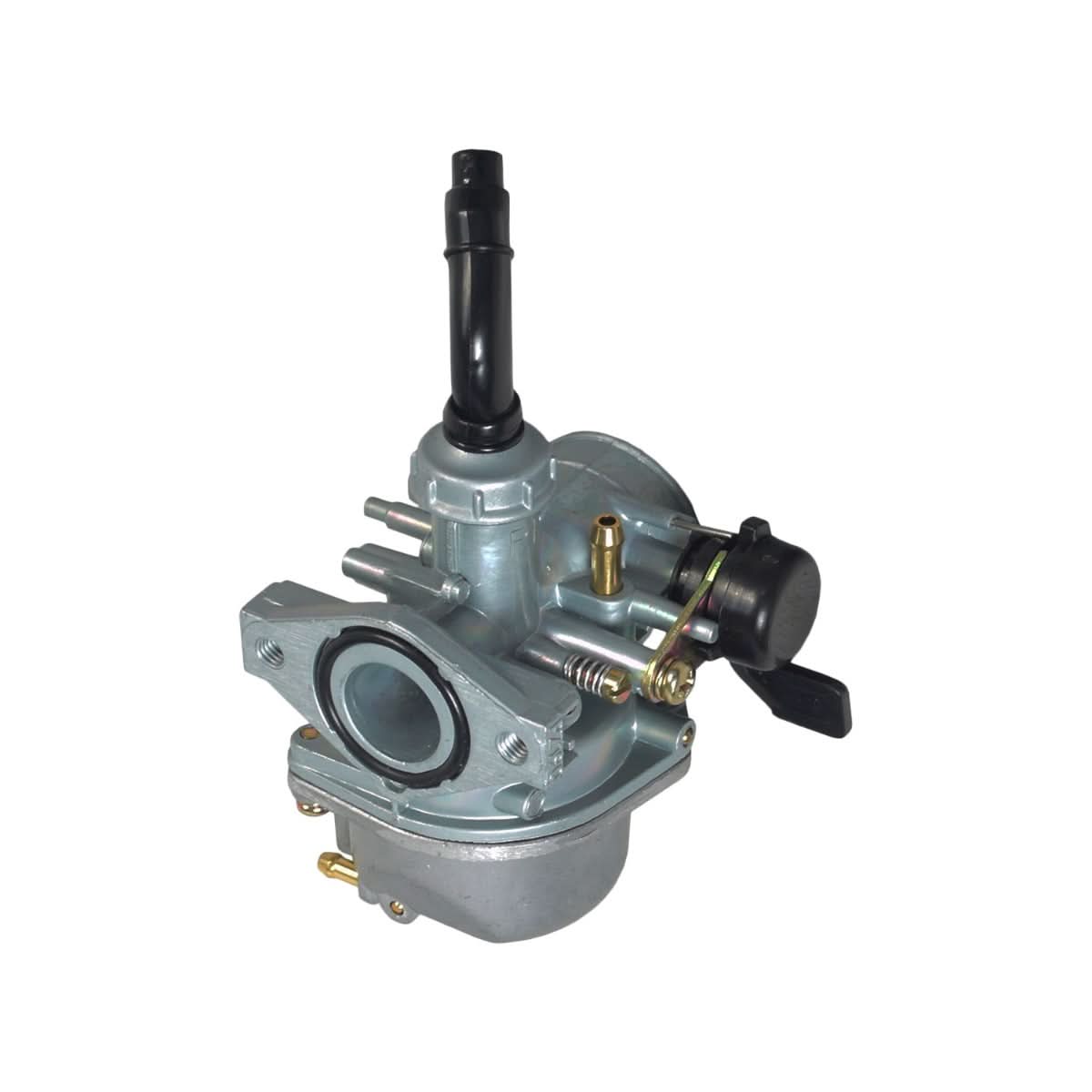 Close-up of a PZ19 Carburetor with 19 mm intake and left side hand choke, suitable for 50cc, 70cc, and 90cc ATVs and dirt bikes.