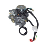 Close-up of a 250cc GY6 Scooter Carburetor showcasing its metal components and precision engineering, suitable for Chinese-made scooters, ATVs, and go-karts using the 250cc GY6 engine.