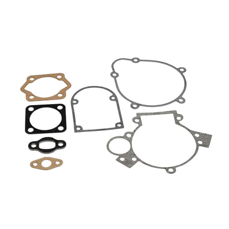 Gasket Set for 80cc 2-Stroke Bicycle Engine Kits: Seven gaskets including head, bottom cylinder, crankcase, clutch cover, exhaust, intake, and magneto, displayed on a white background.