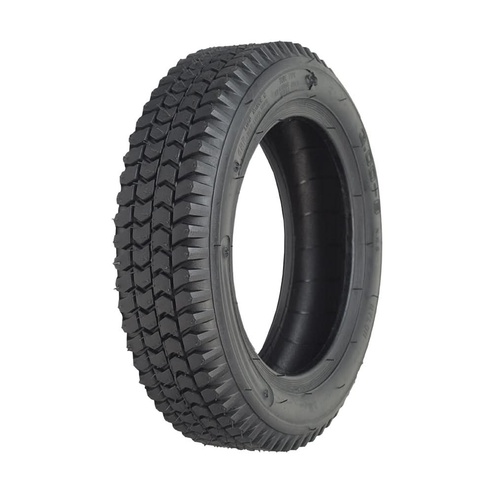14x3 (3.00-8) Tire for the Drive Cobra GT4 & Panther Mobility Scooters, featuring a detailed tread pattern, shown in a close-up for both front and back rims.