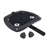 Optional Rear Storage Pod for the Pride Sport Rider, featuring a black plastic body with screws and a metal rod, designed to attach smoothly to the bike's rear for convenient storage.