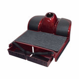 Red Front Shroud Assembly for the Pride Maxima (SC940) featuring a black and grey textured anti-scuff panel and carpet section, designed to replace damaged body panels on the scooter.