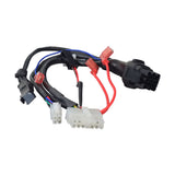 Close-up of the Controller Interface Harness for the Go-Go Sport (S74), showing detailed wiring, heat-shrink tubing, and connectors crucial for maintaining scooter functionality.