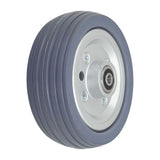 6x2 Dark Gray Rear Caster Wheel Assembly for Jazzy & Quantum J6, featuring a round metal rim and integrated ball bearings. Ideal for replacing worn caster wheels on compatible power chairs.