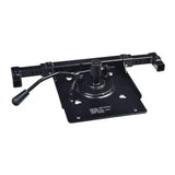 Clover Leaf Seat Frame with Leg Rest Hanger Receivers for Jazzy & Jet Power Chairs, showing a black metal frame with a handle, holes, and leg rest hangers.