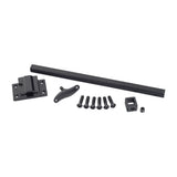 Headrest Mounting Bracket for Jazzy & Quantum Power Chairs with Comfort Seat, showing a black metal piece with screws and adjustable mounting bar for attaching the seatback to the low profile headrest.