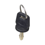 Key for the Pride Sport Rider, featuring a close-up of a key with a black plastic ring, designed as a genuine replacement for the Pride Mobility Sport Rider scooter.