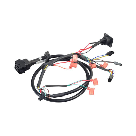 Close-up of the Front to Rear Harness for the 3-Wheel Go-Go Sport (S73), showing a black wire with an electrical connector, essential for connecting console controls like the XLR charger port and throttle.