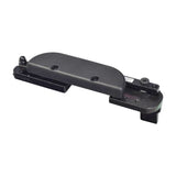 Left 4 Inline Swing Away Joystick Bracket for Jazzy & Quantum Power Chairs showing a black plastic object with holes and a black handle, designed for left-handed users' joystick control.
