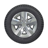 14x3 Flat-Free Wheel Assembly with Titanium Rim for Quantum Q6 Edge 2.0 & Q6 Edge 2.0 X, featuring a silver split rim and black knobby tread tire designed for optimal indoor and outdoor performance.