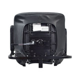 17 Wide Molded Seat Assembly for Go-Go and Pride Mobility Scooters (Blemished) showing the back of a black leather seat with minor scratches and tiny tears on the rear upholstery.
