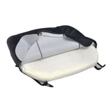 Black Vinyl Seat Base for Go-Go and Pride Revo (SC60/SC63/SC64) Mobility Scooters (Blemished), featuring a close-up of the seat's vinyl cover with visible zippers and foam insert.
