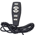 Hand Control Assembly for Pride LC-525 and LL-770 series & Mega Motion LC-100 Lift Chairs with Heat & Massage, featuring a remote control with buttons and an attached cable in a close-up view.