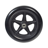 8x1.25 Flat-Free Black Caster Wheel Assembly for the Pride Stylus 400 & Stylus LS, featuring a sturdy black wheel with a metal center, designed for smooth rolling and reliability.