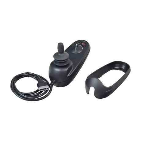 GC2/GC3 Joystick Remote for Jazzy Select 6, Jazzy Select 6 Ultra, and Jazzy Sport Portable; features a corded black remote with a central knob for precise control.