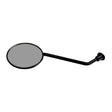 Screw-In Mirror for Pride Mobility Scooters with a long adjustable arm and circular reflective surface, compatible for use on either side of the scooter handlebars.