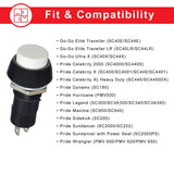 Close-up of the Horn Button Switch for Go-Go Elite Traveller, Elite Traveller LR, Ultra X, & Pride Mobility Scooters, highlighting its 2-pin design essential for activating the scooter horn.