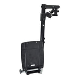 Elevating Leg Rest Style 12 with 8-1/2x6 Footplate for Jazzy and Jet Power Chairs, featuring a black metal frame and handle, compatible with various power chair models for enhanced comfort.