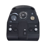 Electronic Console Assembly for the Pride Victory 9 and Victory 10, featuring buttons, dials, a key switch, speed control knob, horn button, and LED meter, designed for mobility scooter dashboards.