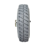 Flat-Free Rear Wheel Assembly for the Pacesaver Plus III Scooters: close-up of a tire showcasing the Primo Durotrap tread design, essential for reliable performance on various surfaces, including outdoor and indoor environments.