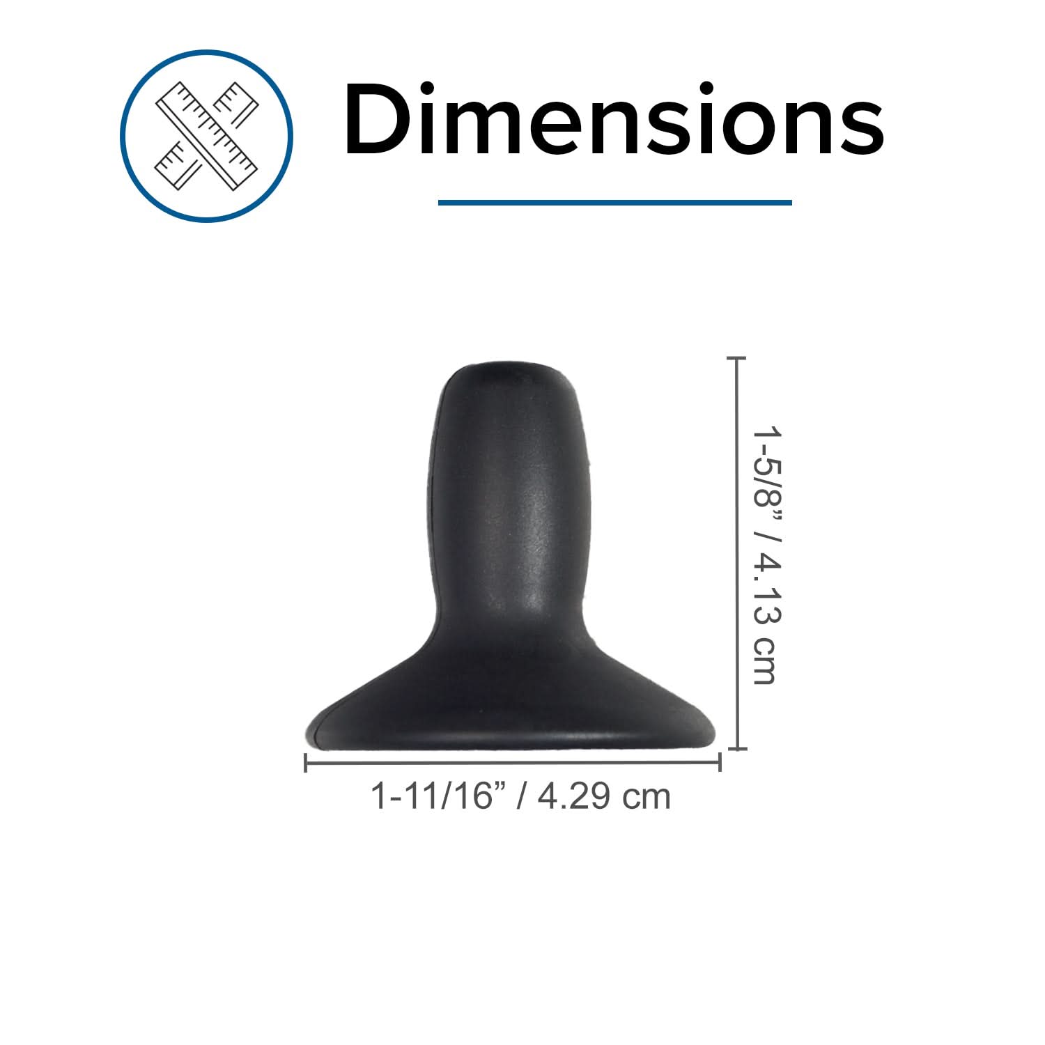 Joystick knob dimensions: 1-11/16 in (4.29 cm) base diameter and 1-5/8 in (4.13 cm) tall