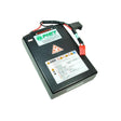 24 Volt Lithium Iron Phosphate Battery for Shoprider Featherlite and Smartie (OEM), featuring red and black wires, a red and white label, and a visible warning sign.